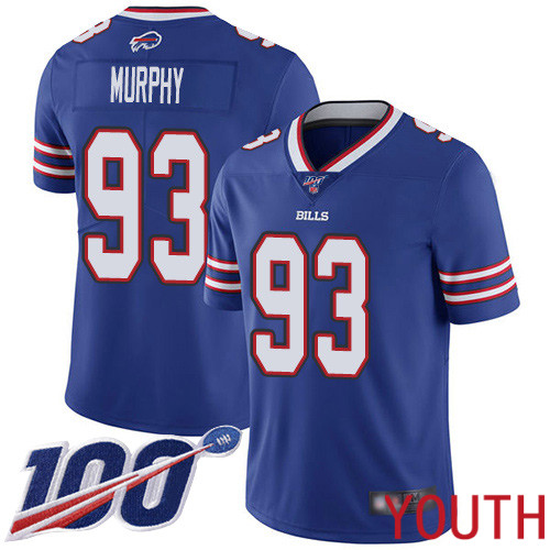 Youth Buffalo Bills #93 Trent Murphy Royal Blue Team Color Vapor Untouchable Limited Player 100th Season NFL Jersey